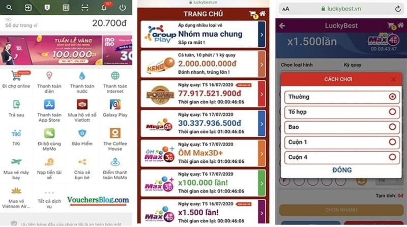 Quy trình mua vé số online Vietlott trên app Momo